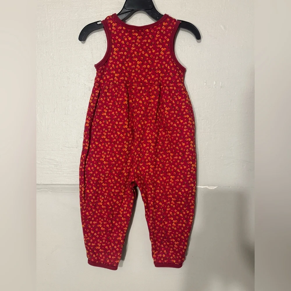 Vintage Sprockets Red‎ Floral Overalls Size 24 months